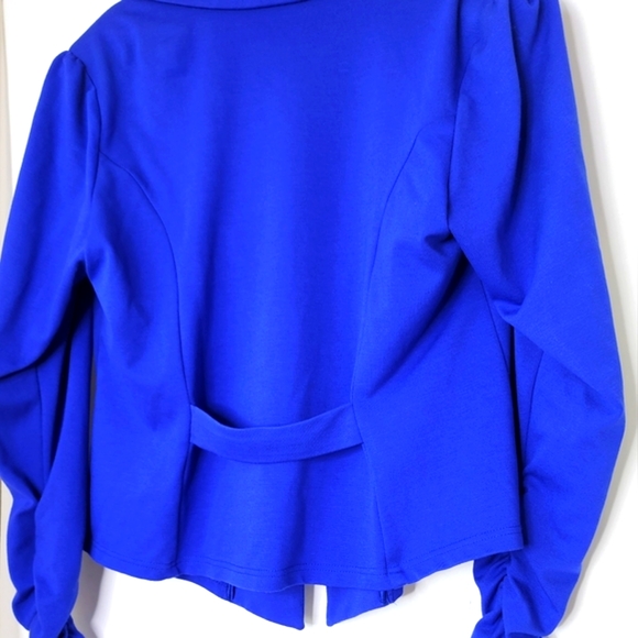 CiTY CHIC winter jacket cobalt blue open cropped blazer size 14 - Picture 7 of 15